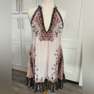 Free People Steal The Sun Pink Tunic Mini Dress Medium Boho Cottagecore Hippie